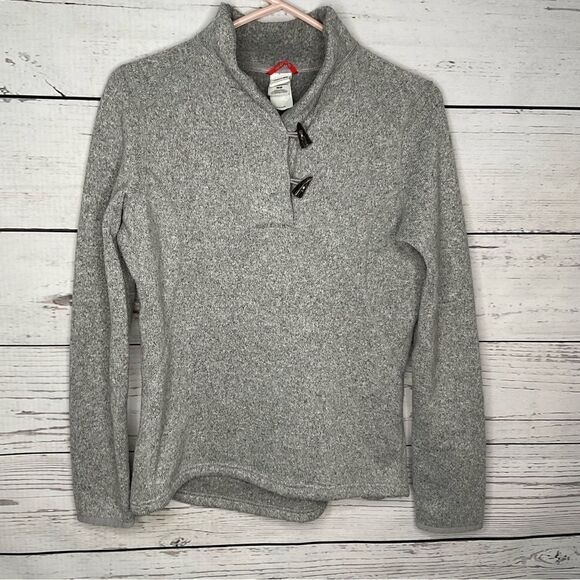 The North Face Womens Gray Crescent Ridge Shawl Sweater Size M Toggle Button - Picture 2 of 10